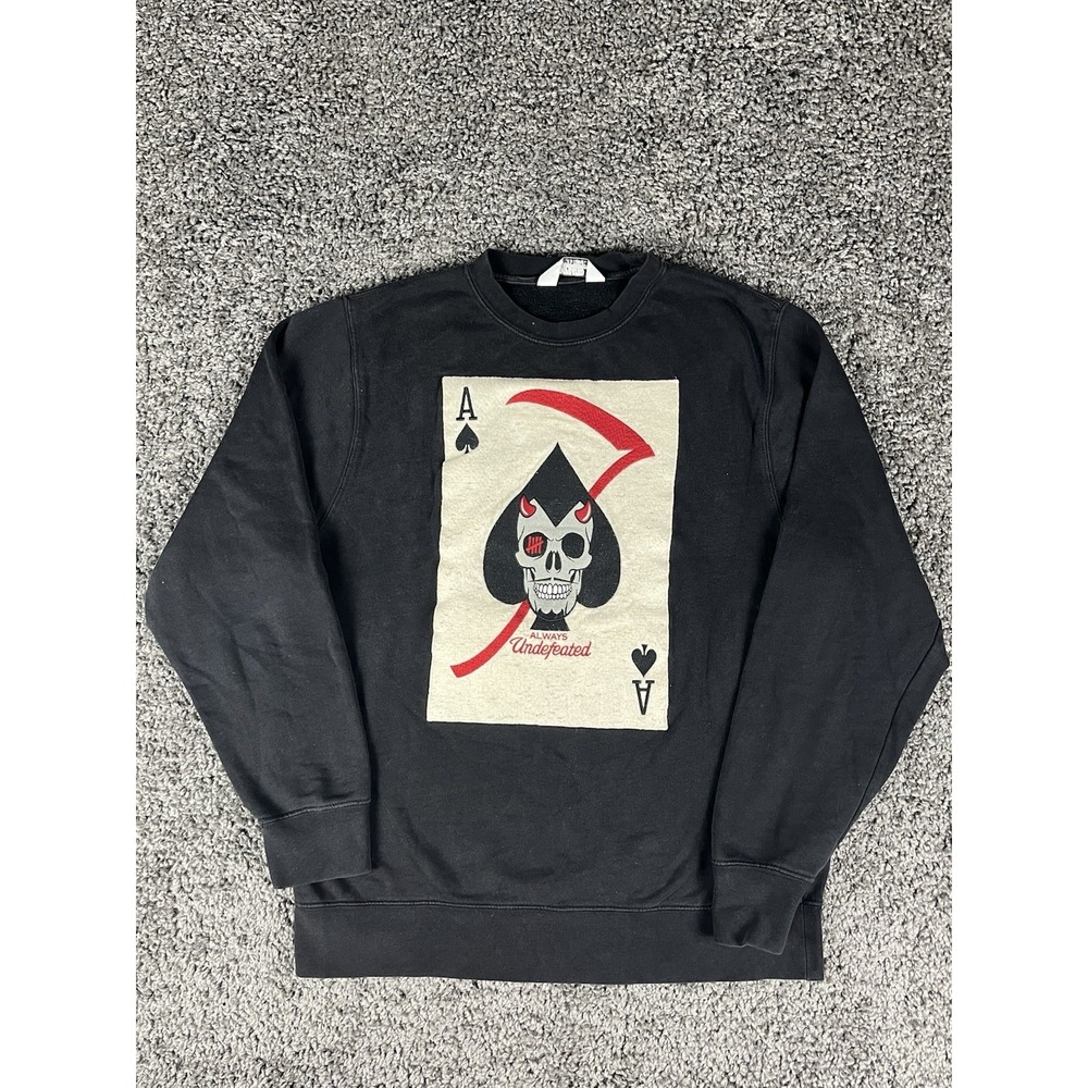 Undefeated Ace Of Spades Card Crewneck Sweater Men's Large Grunge, Goth, Metal.